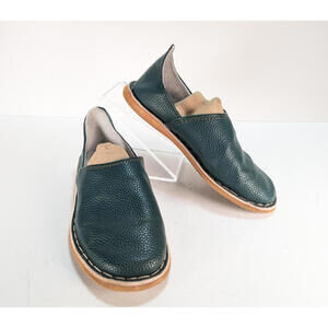 Moroccan Barouche Green Leather Slippers US 9/10 Handmade Middle Eastern Egypt